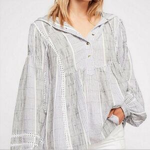 Free People Baja Babe Striped Pullover Hoodie